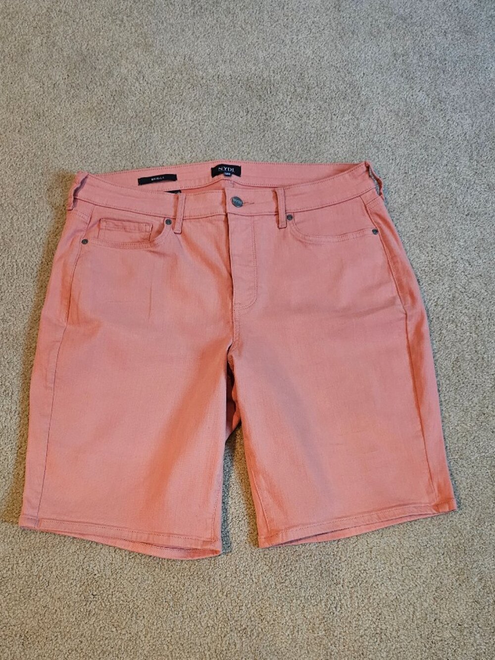 Womens NYDJ Briella Shorts Size 14W Coral Orange